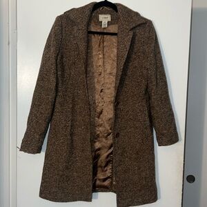 L.L. Bean brown tweed women coat size 6 petite